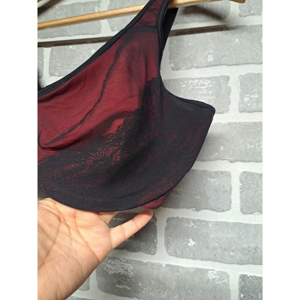 Lilyette Black‎ Red Lace Underwire Bra Women's Intimates Size 38DDD